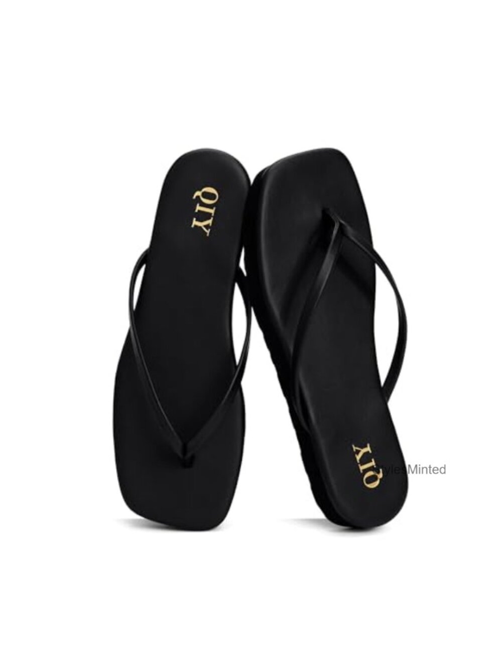 Faux Leather Platform Flip Flops Square Toe Slides
